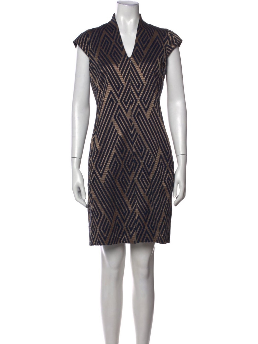 NWT Leggiadro Graphic Stretch Jacquard Dress Black Gray Size 10 Silk Lined